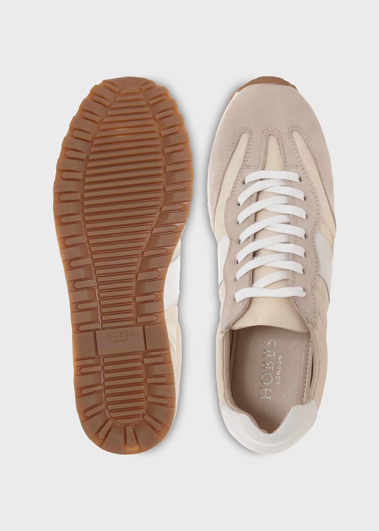 Ellis Leather Trainers, Beige, hi-res