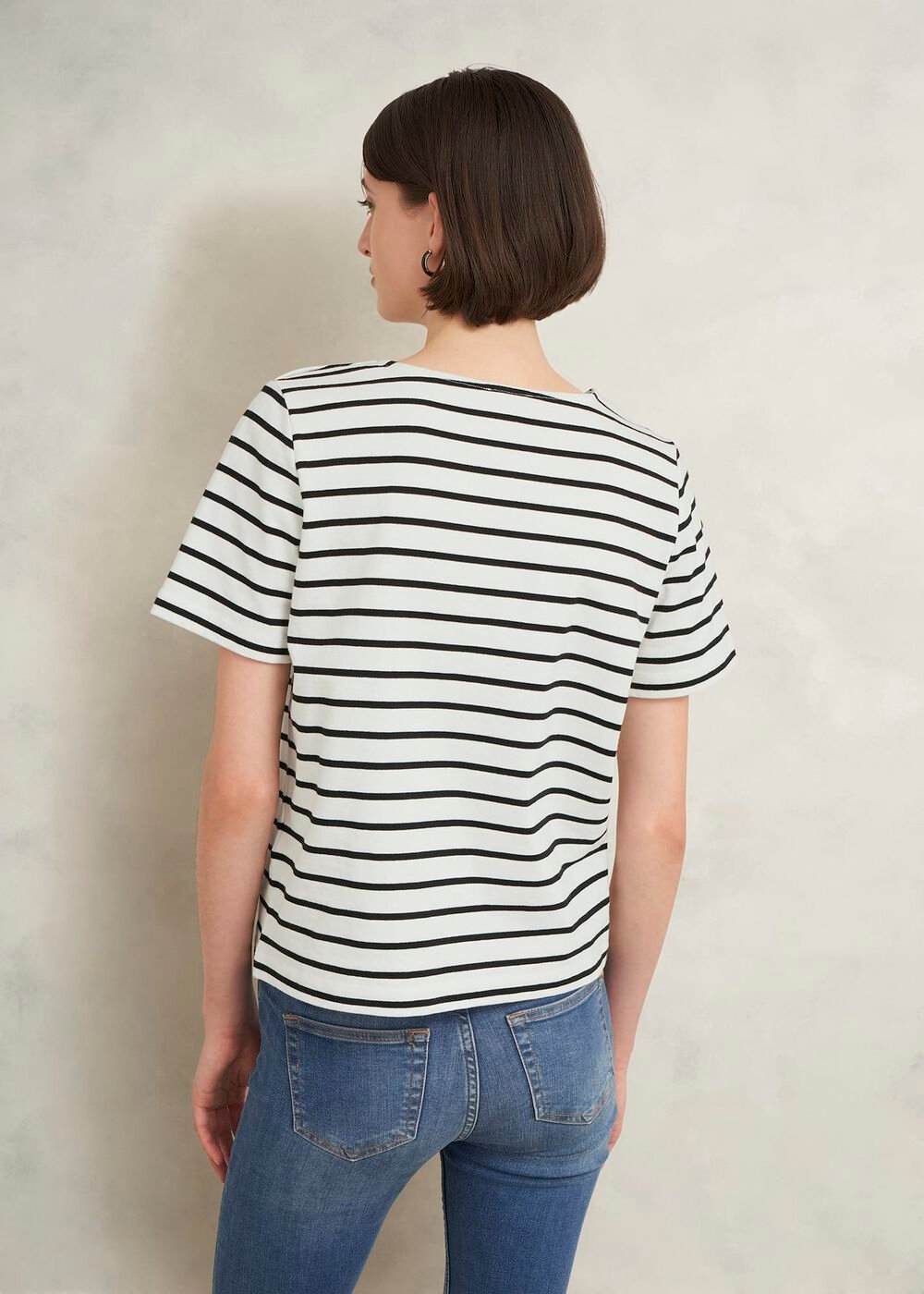 Bethan Cotton Stripe Top, Ivory Black, hi-res