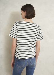 Bethan Cotton Stripe Top, Ivory Black, hi-res