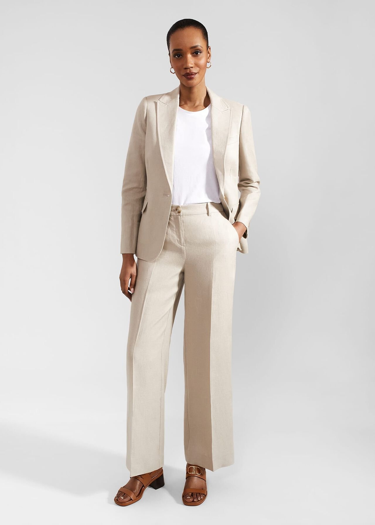 Roberta Linen Jacket, Neutral, hi-res