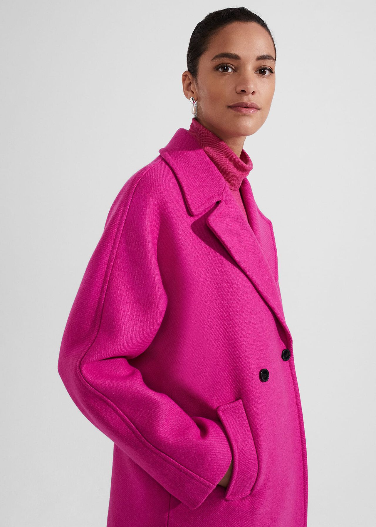Carine Wool Coat, Bright Pink, hi-res