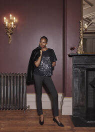 Lilibet Sparkle Sequin Short Sleeve Top, Hobbs Navy, hi-res