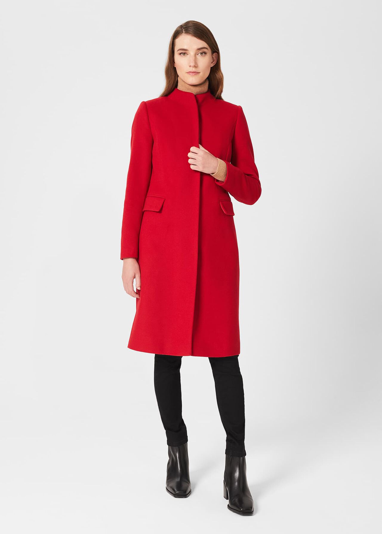 Rhiannon Wool Blend Coat, Red, hi-res