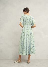 Sophia Silk Belted Dress, Sage Multi, hi-res
