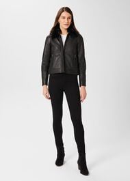 Sera Leather Jacket, Black, hi-res