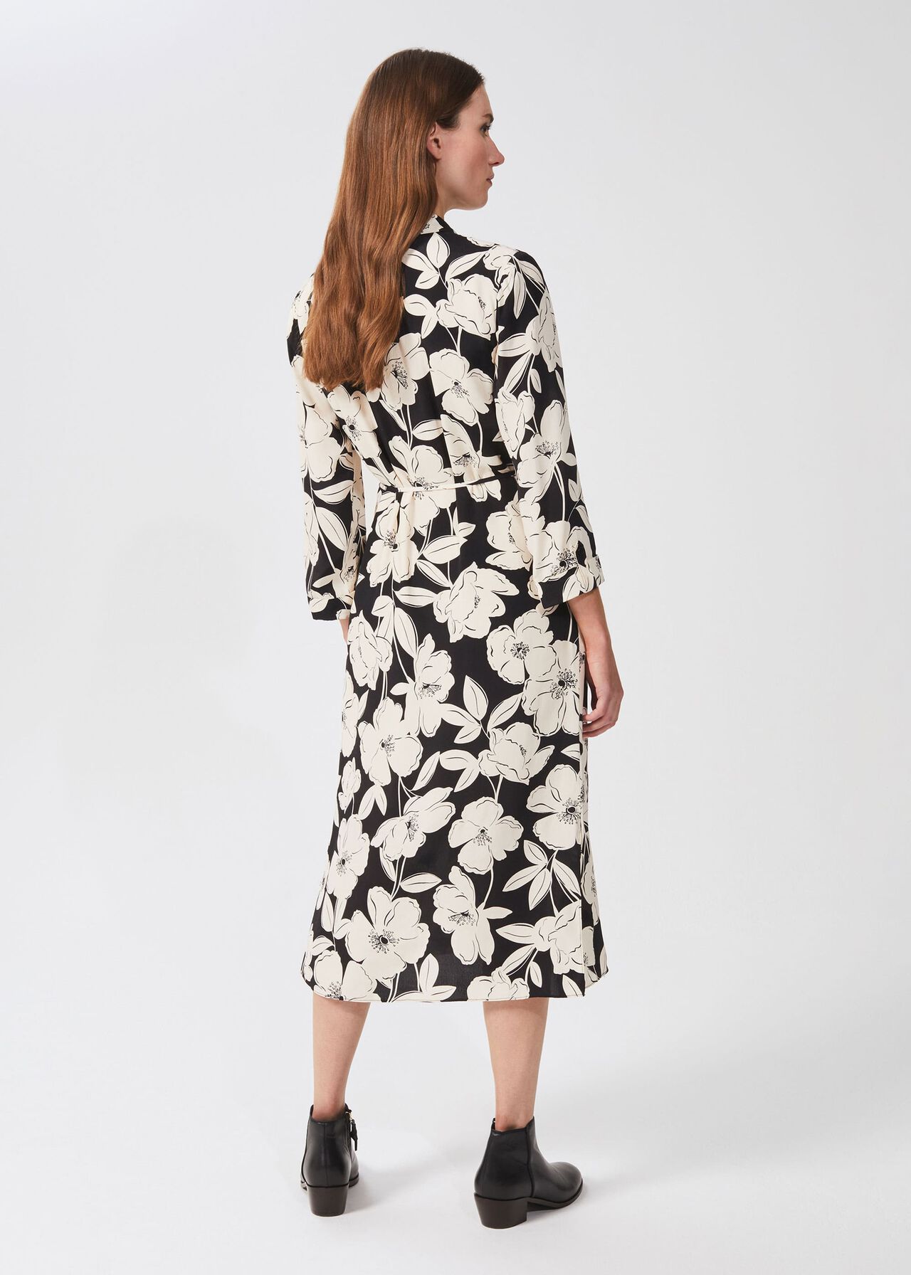 Chiara Floral Shirt Dress, Cream Black, hi-res