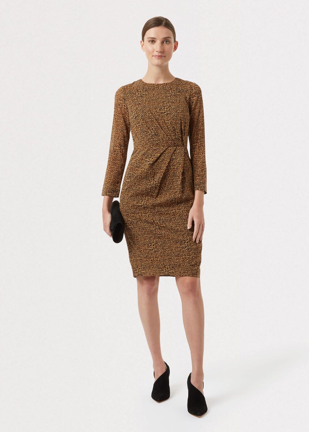 Trina Silk Blend Animal Print Dress, Chocolate Multi, hi-res
