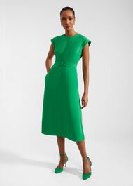 Meera Belted Dress, Cilantro Green, hi-res