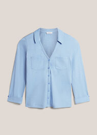 Zariah Cotton Slub Shirt, Maya Blue, hi-res