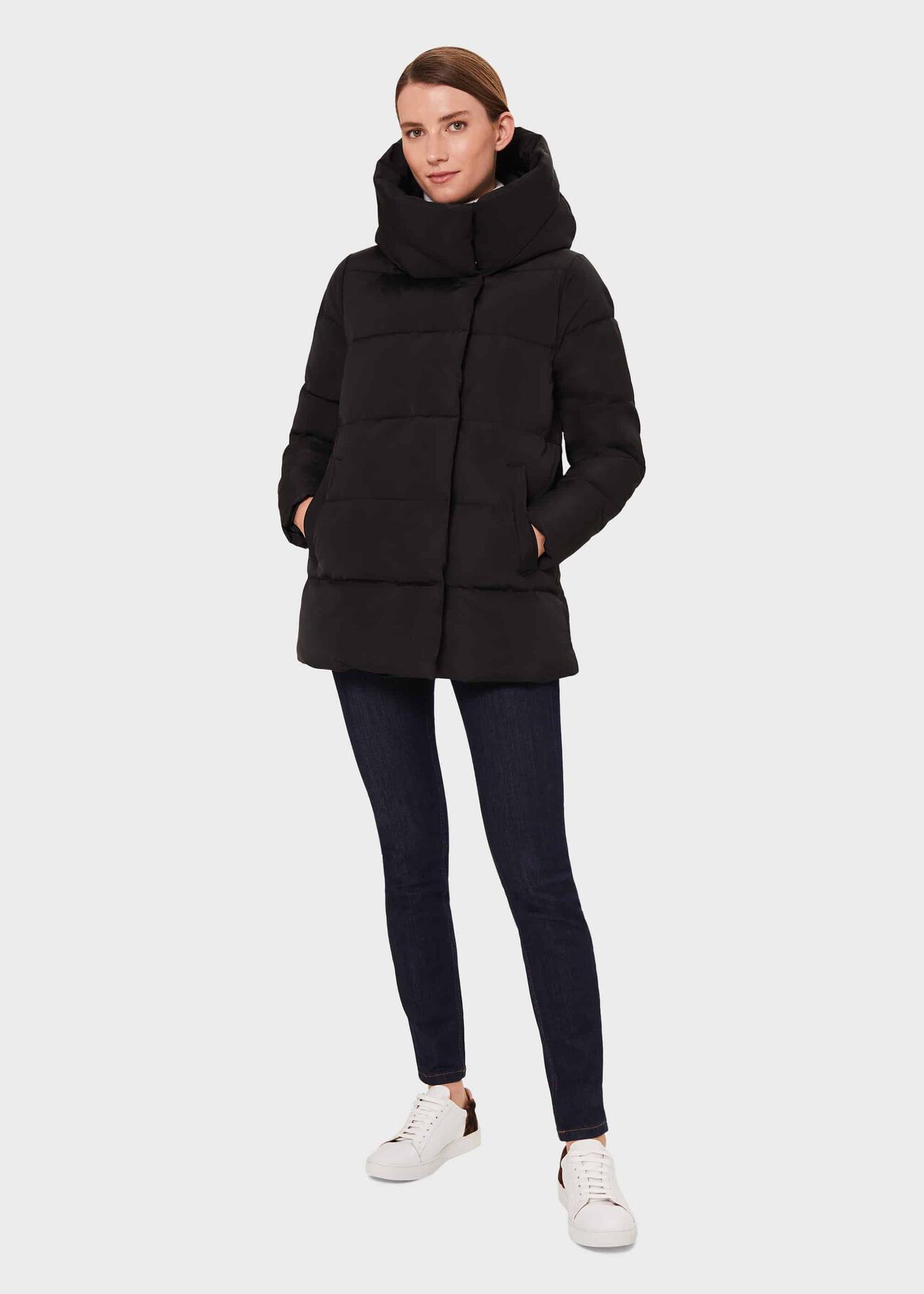 Short Heather Puffer Jacket With Hood Hobbs