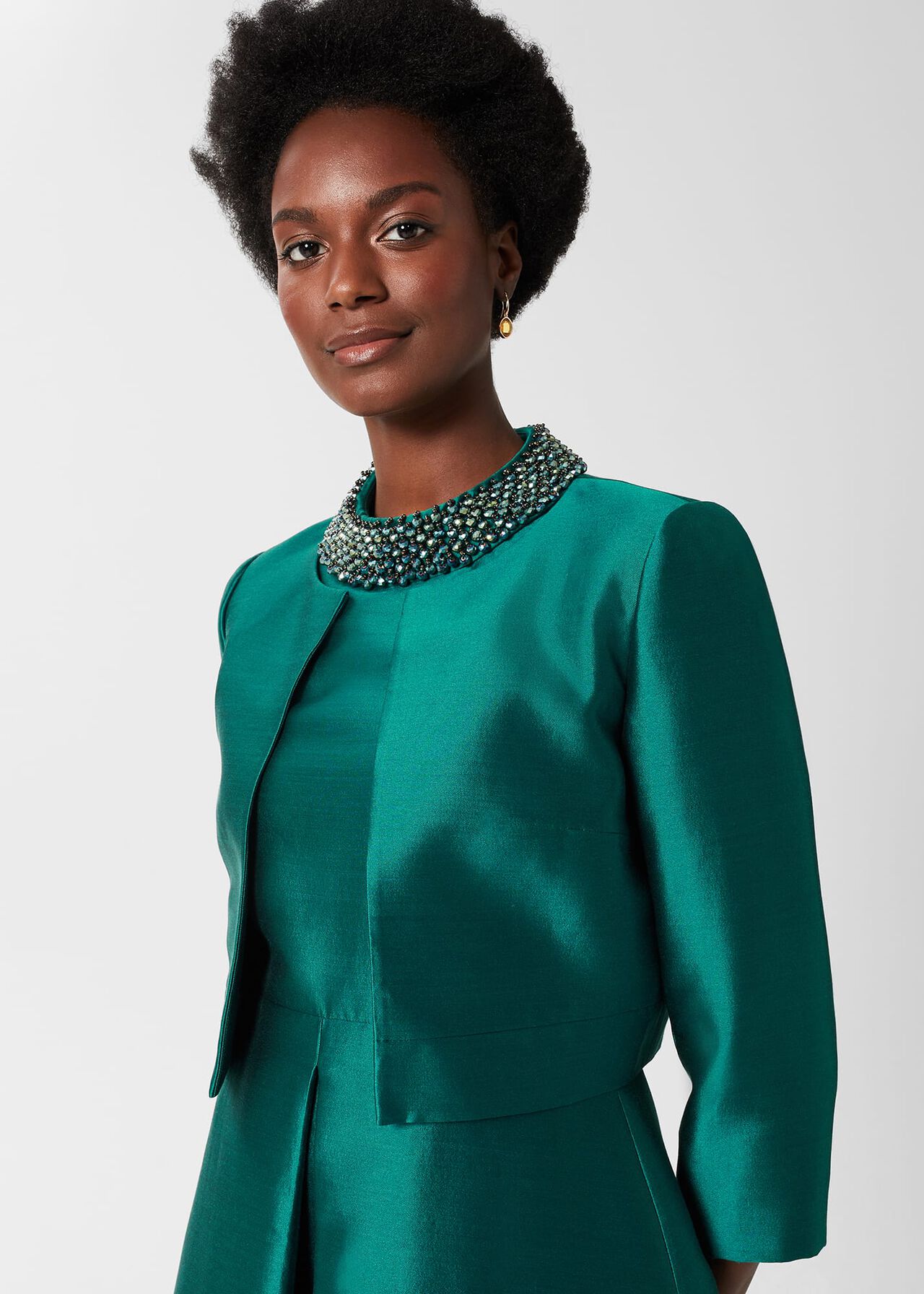 Christie Silk Blend Jacket , Jewel Green, hi-res