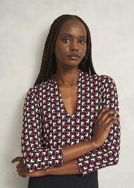 Aimee Printed Top, Pink Ivory, hi-res