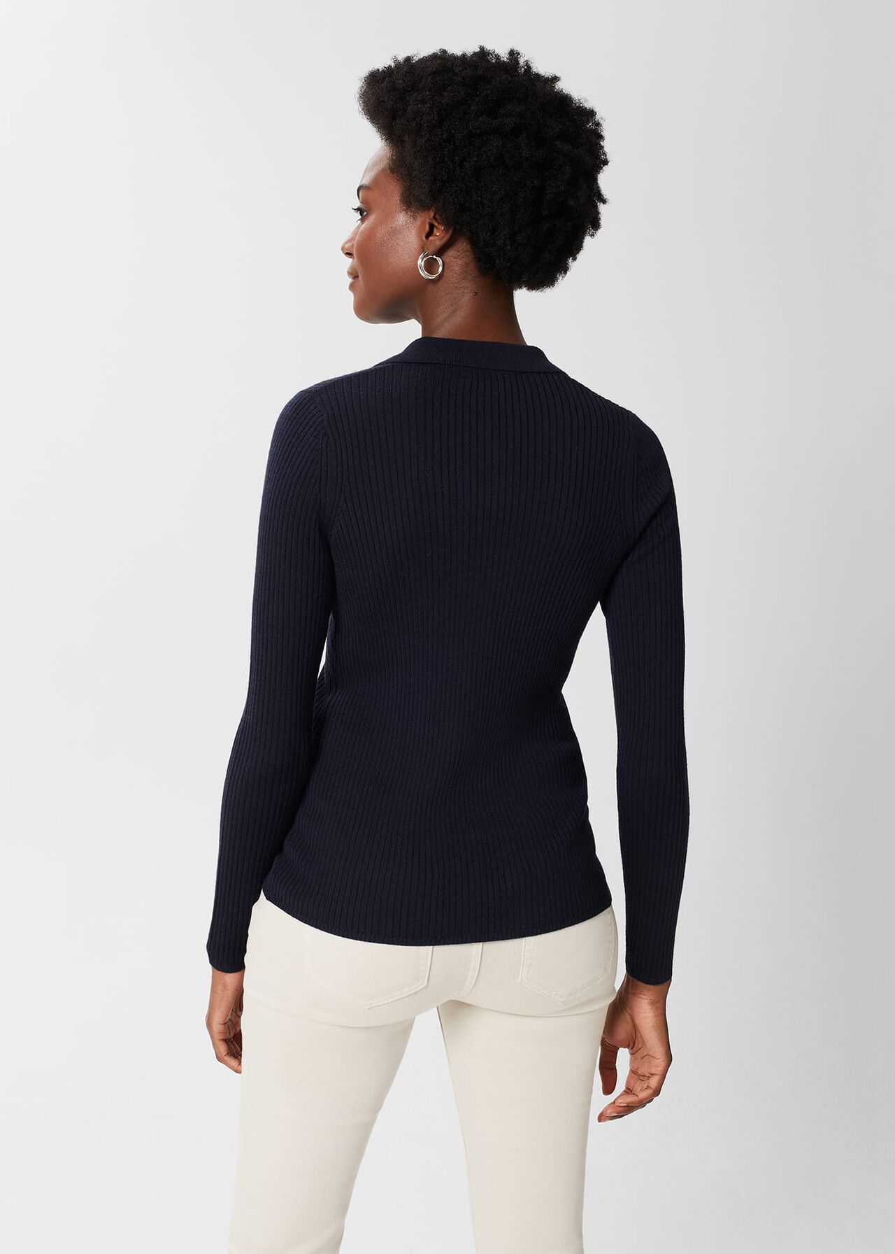 Peyton Merino Wool Jumper, Hobbs Navy, hi-res