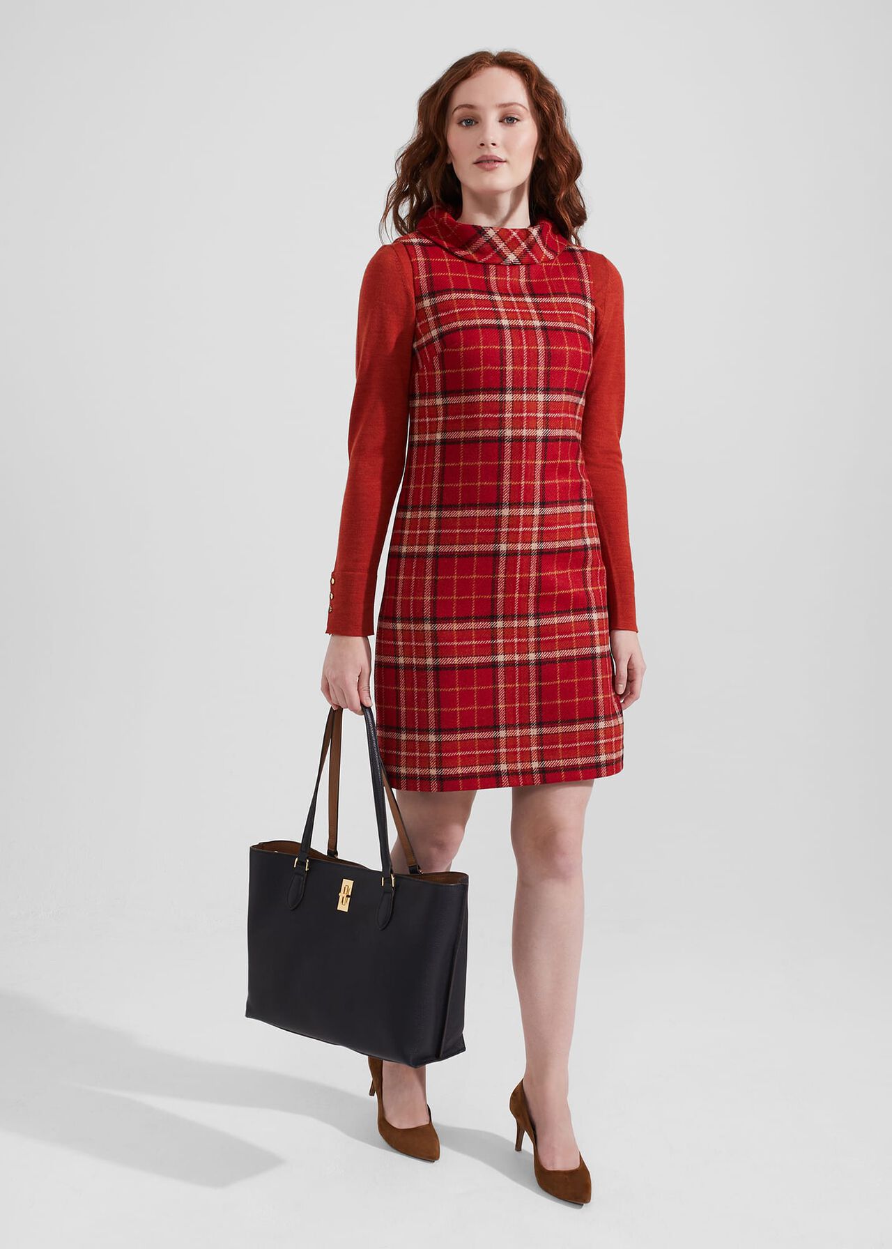 Mila Wool Dress, Red Multi, hi-res