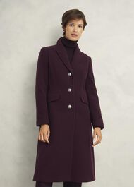Edwina Wool Blend Coat, Wine, hi-res