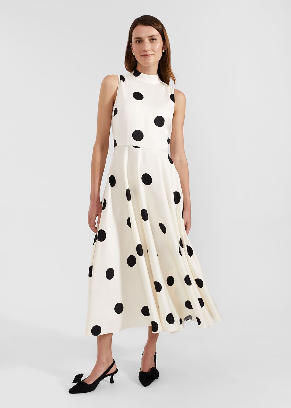 Petite Mia Spot Dress, Cream Black, hi-res
