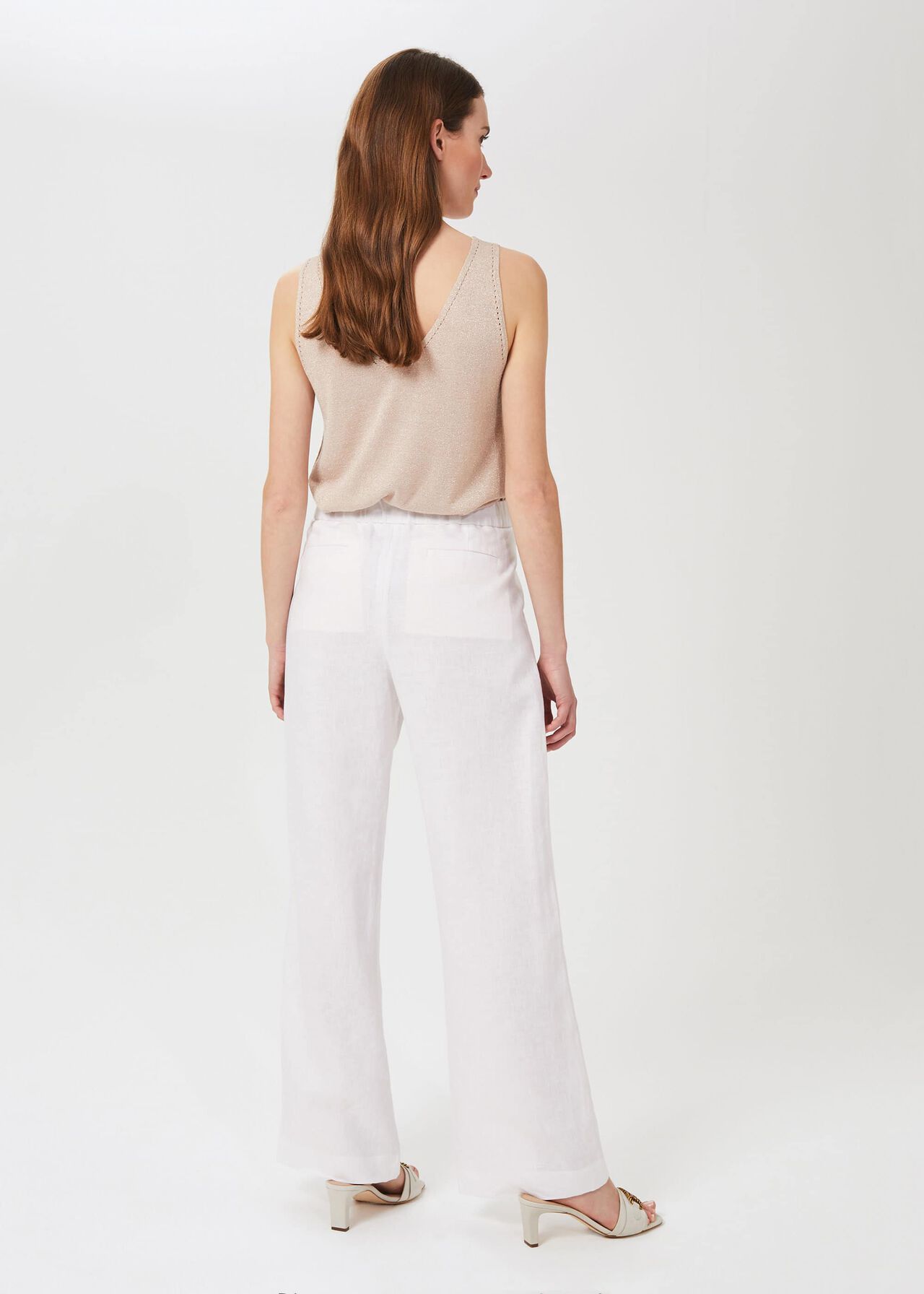 Jacinta Linen Pants, White, hi-res