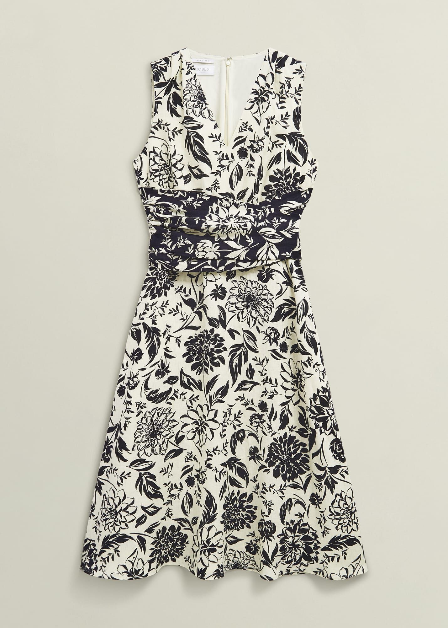 【Hobbs London】英国発！ Teagan リネン DRESS IVORY/NAVY Teagan Linen Dress | Hobbs US |