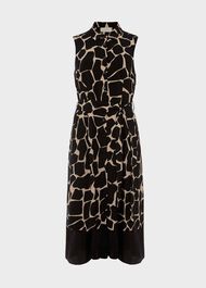 Suzanna Animal Fit And Flare Dress, Black Neutral, hi-res