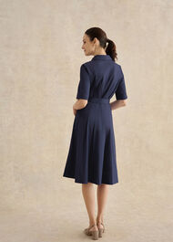 Brigitta Cotton Sateen Dress, Midnight Navy, hi-res