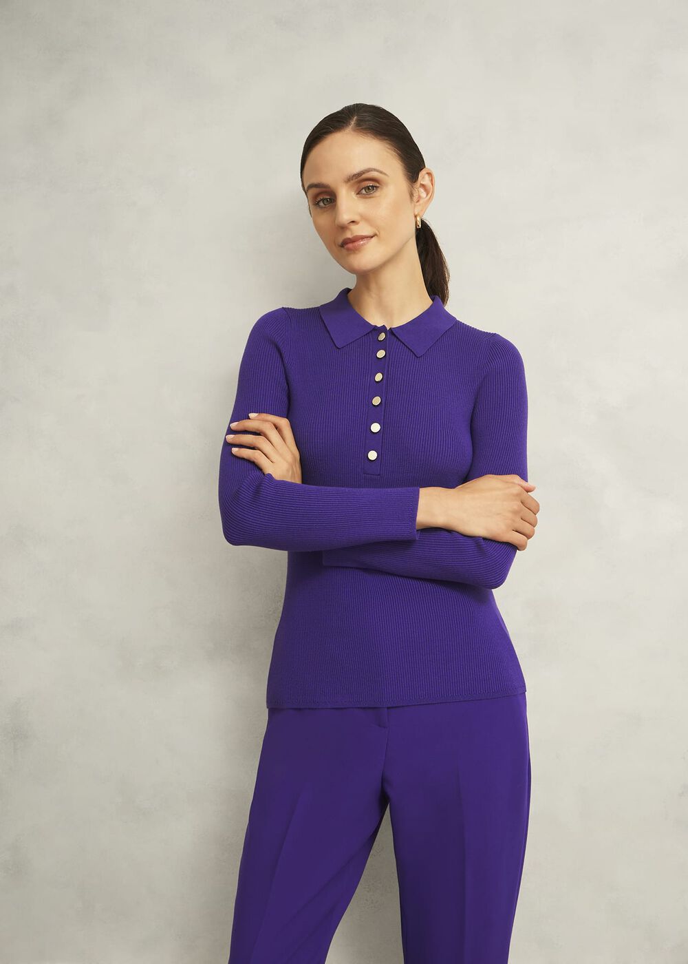 Purple Fara Ribbed Knitted Shirt, Future Purple, hi-res