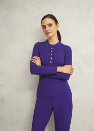 Purple Fara Ribbed Knitted Shirt, Future Purple, hi-res