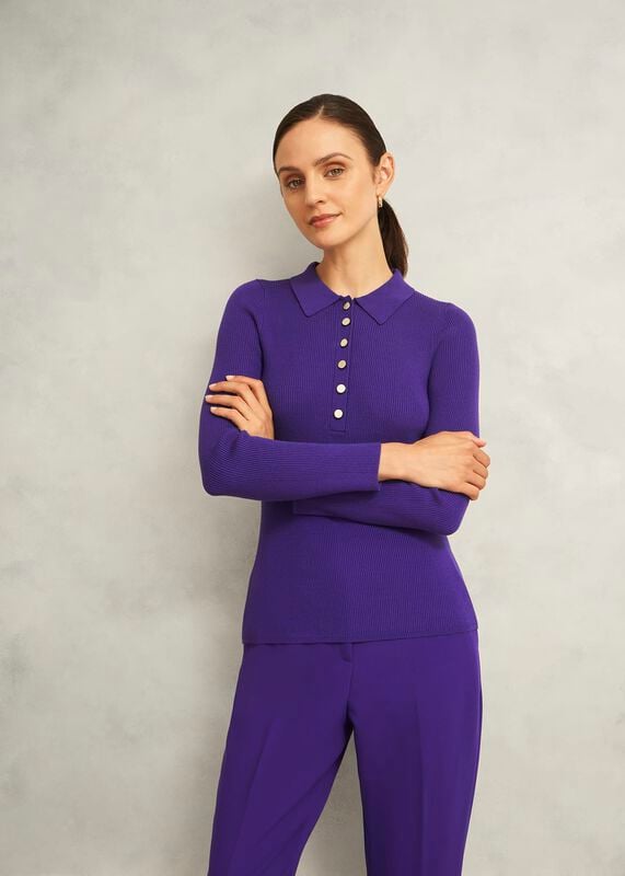 Purple Fara Ribbed Knitted Shirt