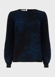 Karissa Blouse, Electrc Blu Blk, hi-res