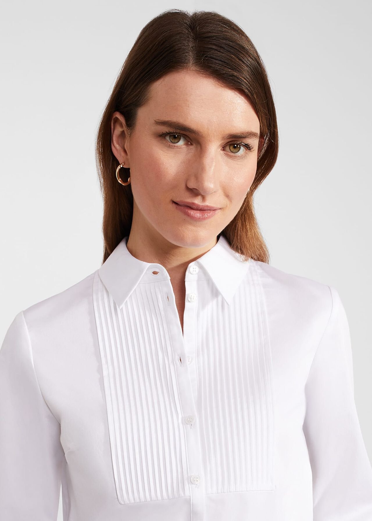 Valerie Cotton Blend Shirt, White, hi-res