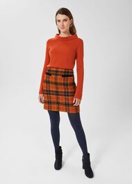 Ruthie Wool Skirt, Orange Navy, hi-res