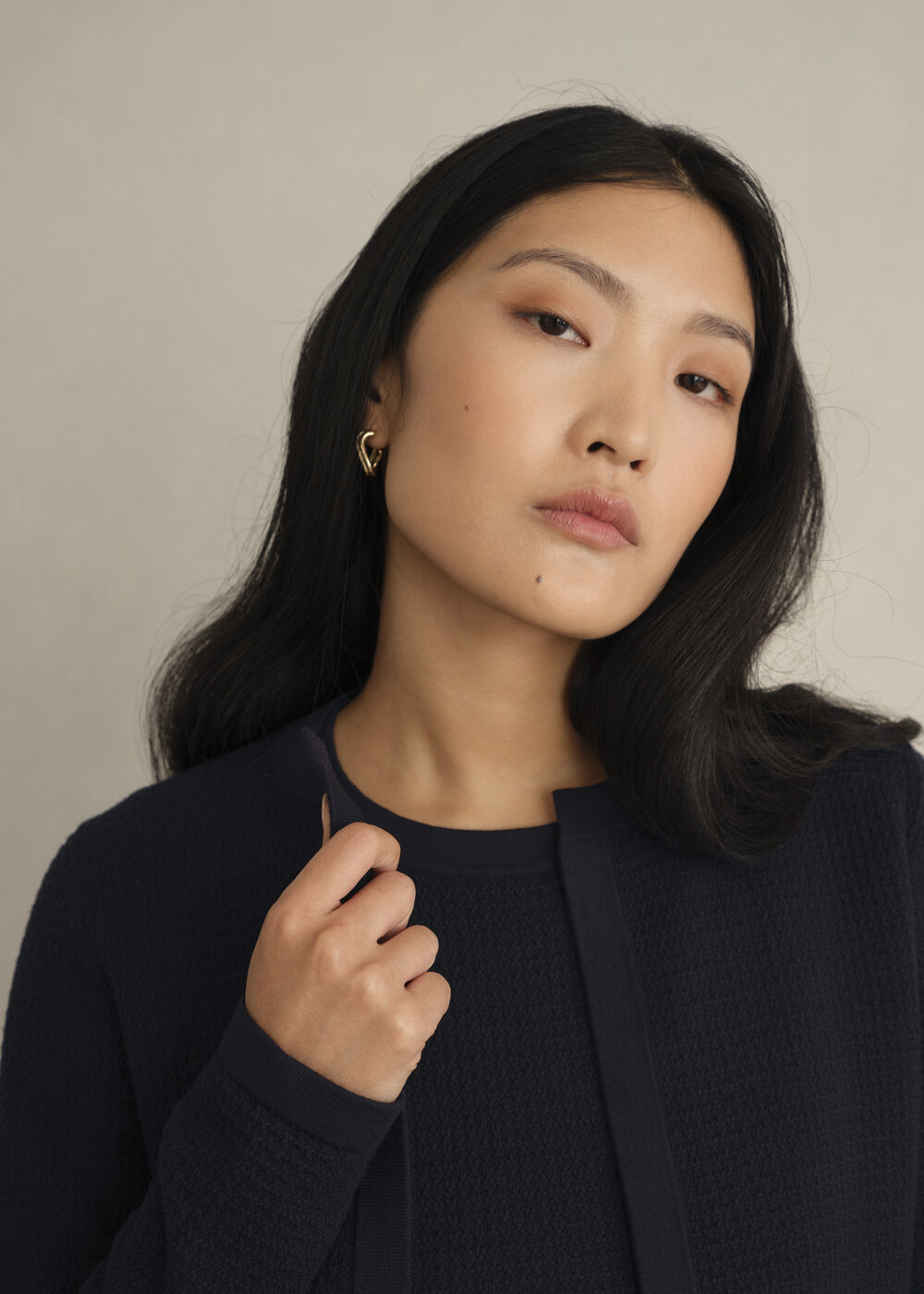 Petra Knitted Jacket, Hobbs Navy, hi-res