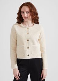 Zayla Sparkle Knitted Jacket, Ivory, hi-res