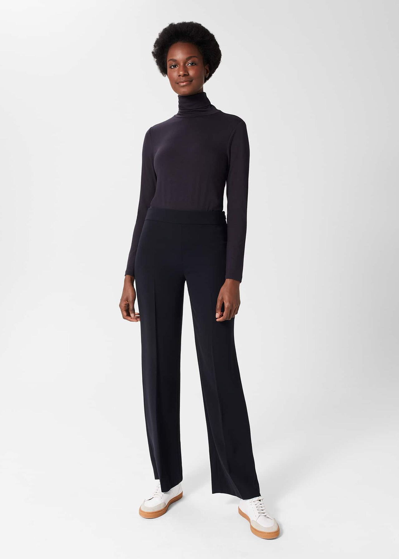 Mischa Roll Neck Top, Navy, hi-res