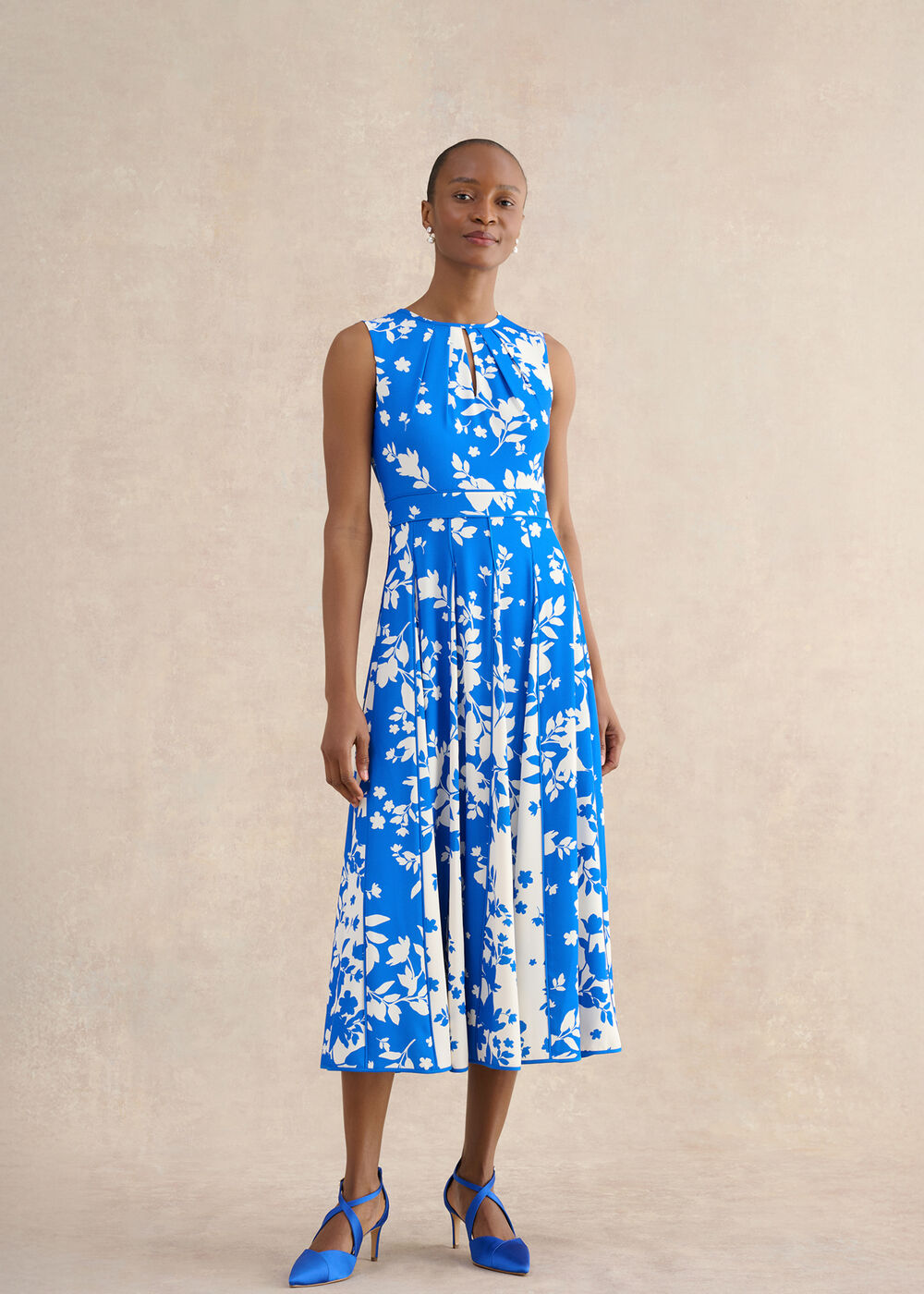 Angelica Floral Dress, Blue Cream, hi-res