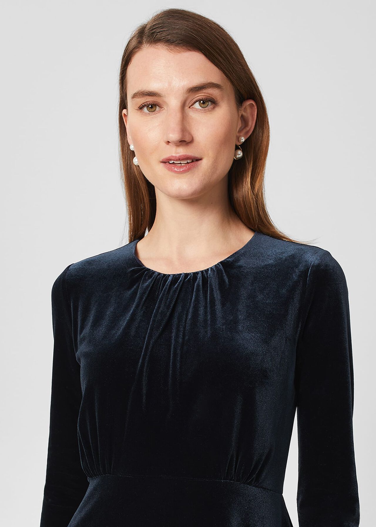 Sian Velvet Dress, Navy, hi-res