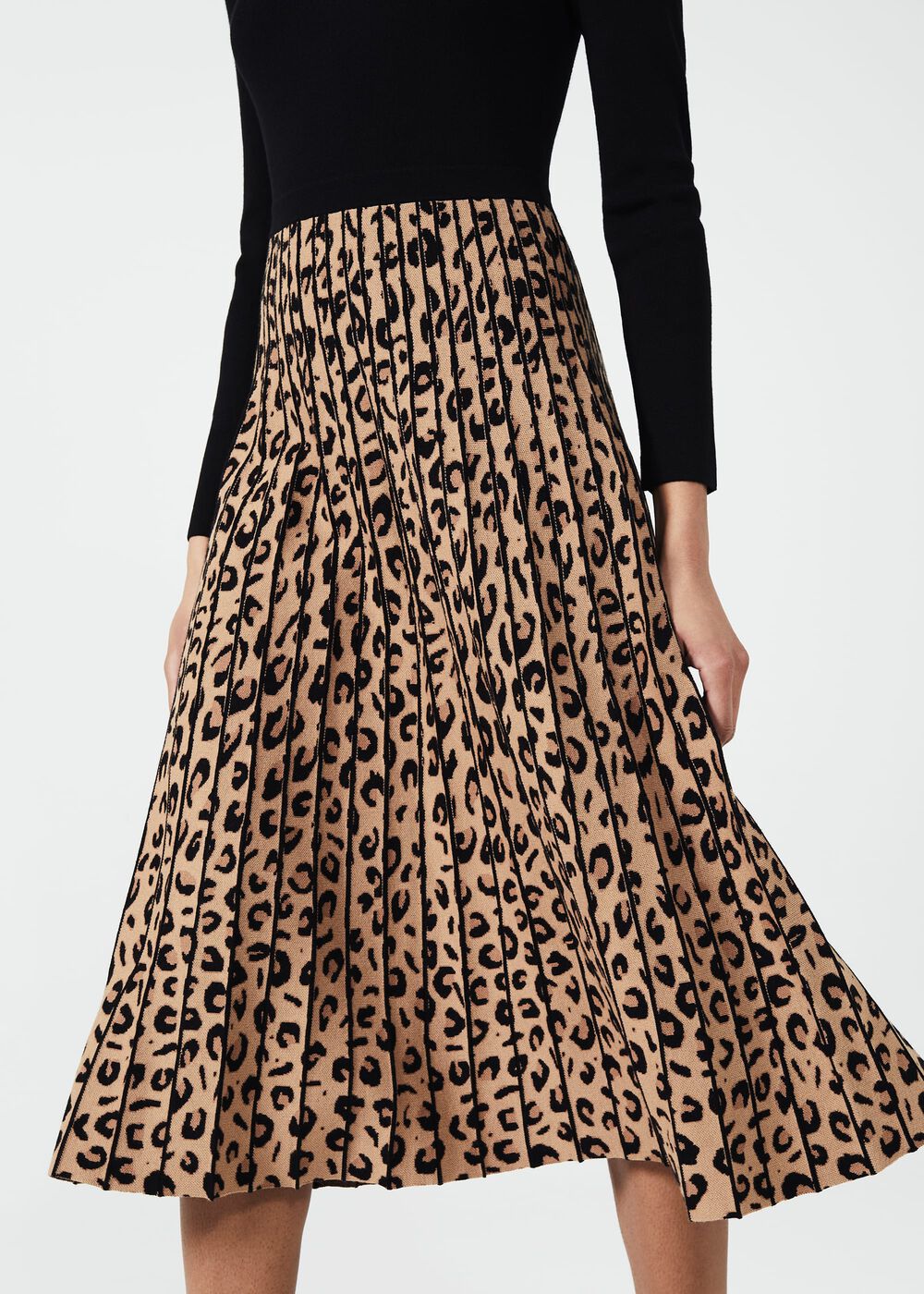 Harlie Knitted Dress, Black Camel, hi-res