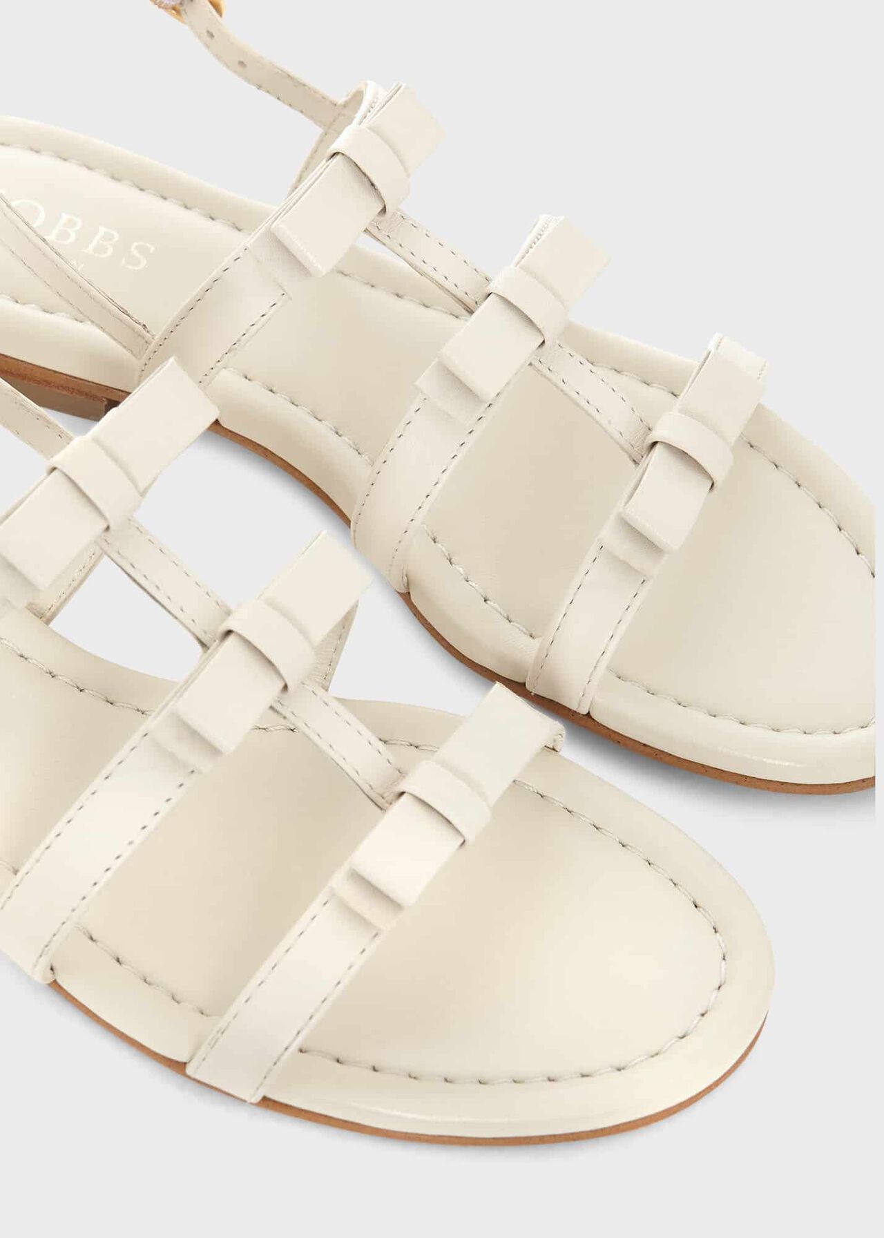 Holly Leather Bow Sandals, White, hi-res