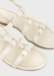 Holly Leather Bow Sandals, White, hi-res