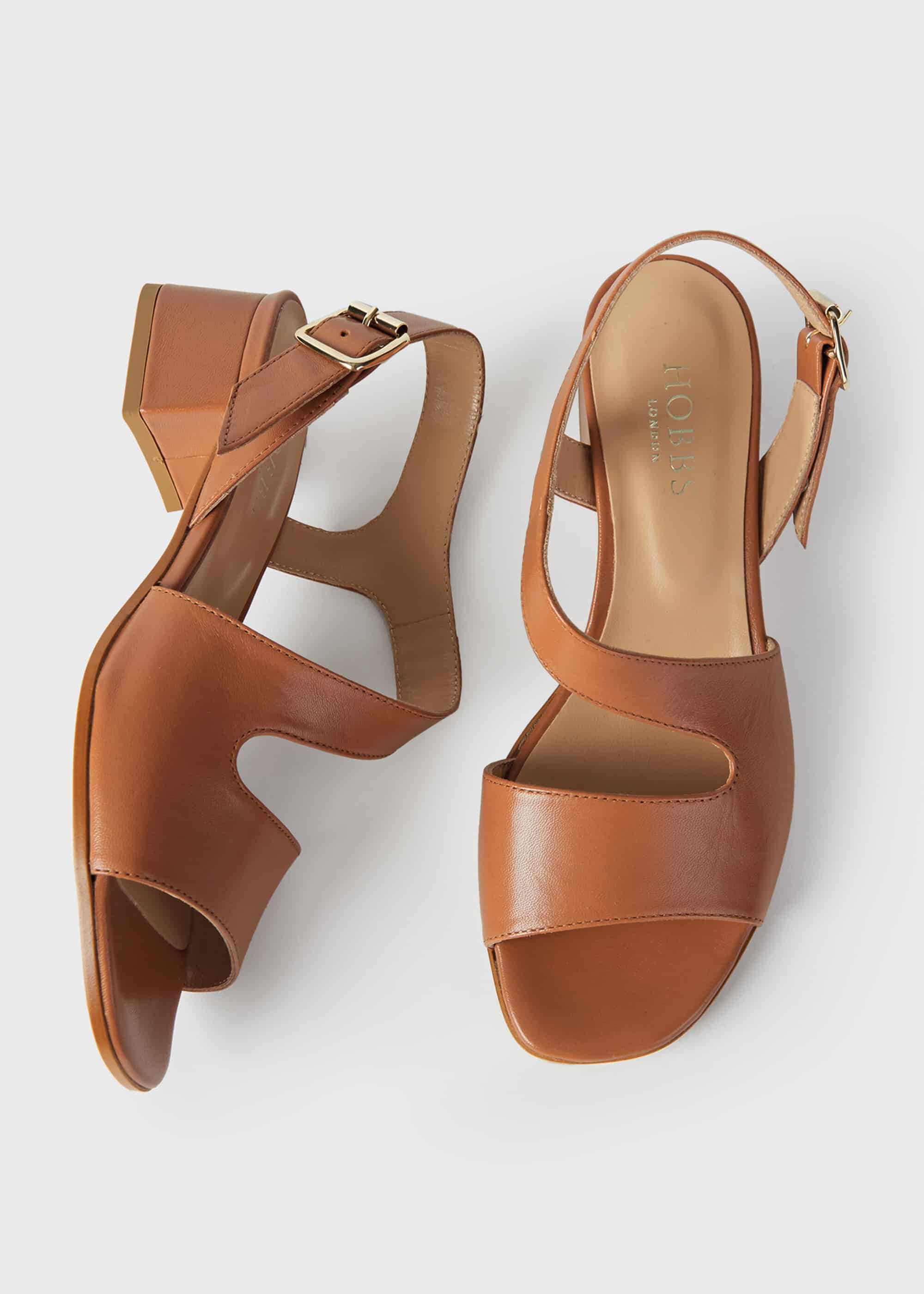 brown leather block heels