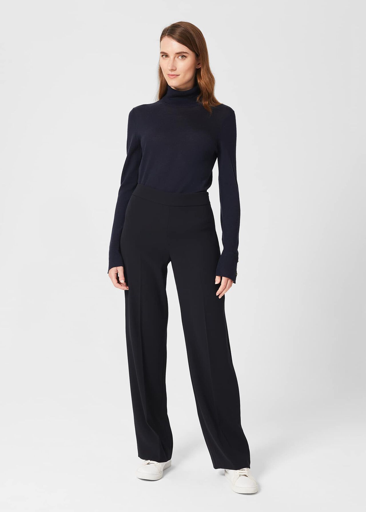 Abigail Wide Trousers, Navy, hi-res