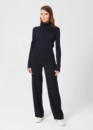 Abigail Wide Trousers, Navy, hi-res