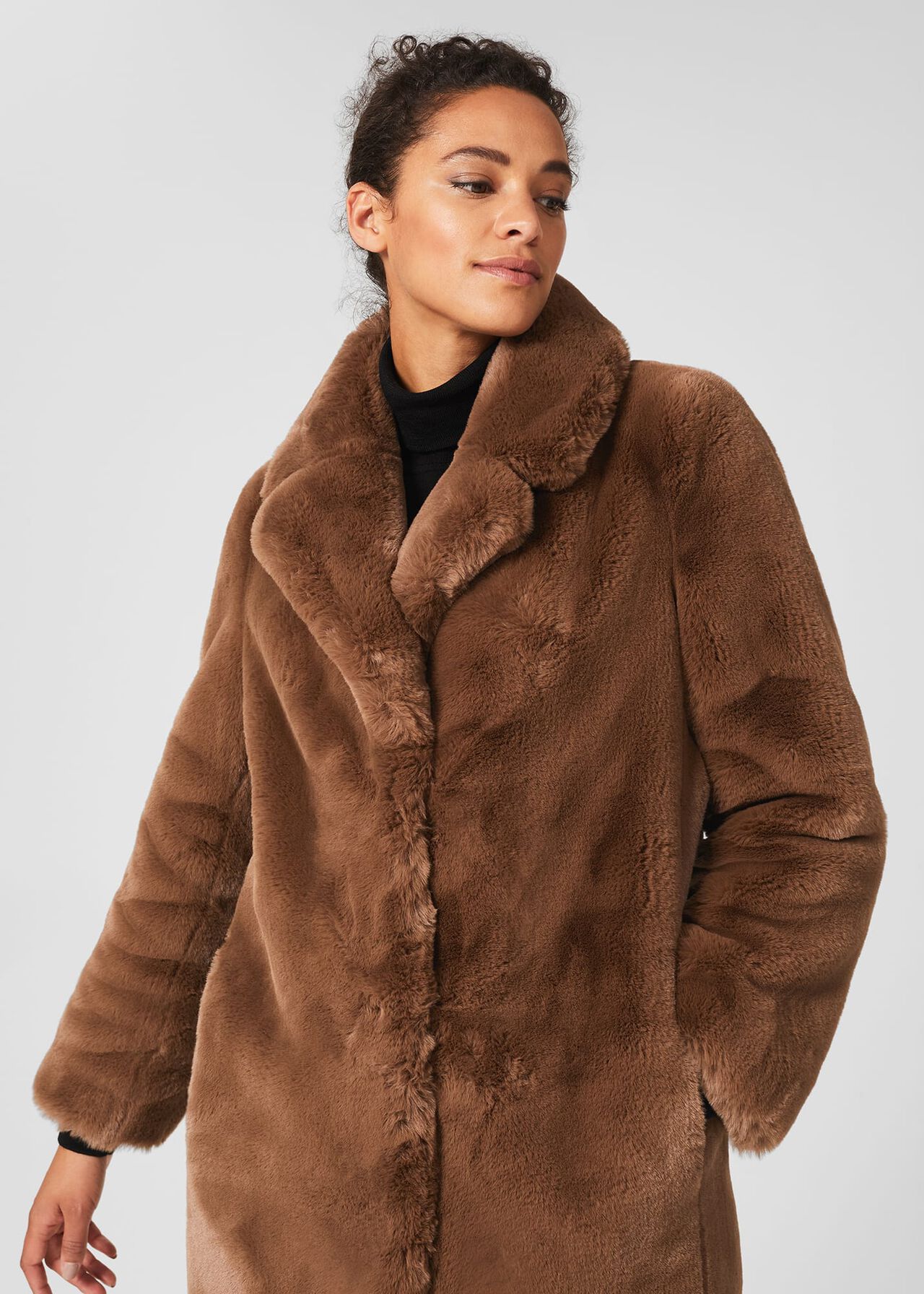 Georgia Faux Fur Coat, Camel, hi-res