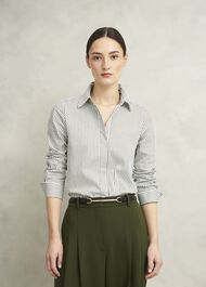 Andra Cotton Blend Shirt, Olive White, hi-res
