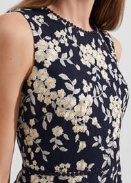 Scarlett Embroidered Dress, Navy Yellow, hi-res