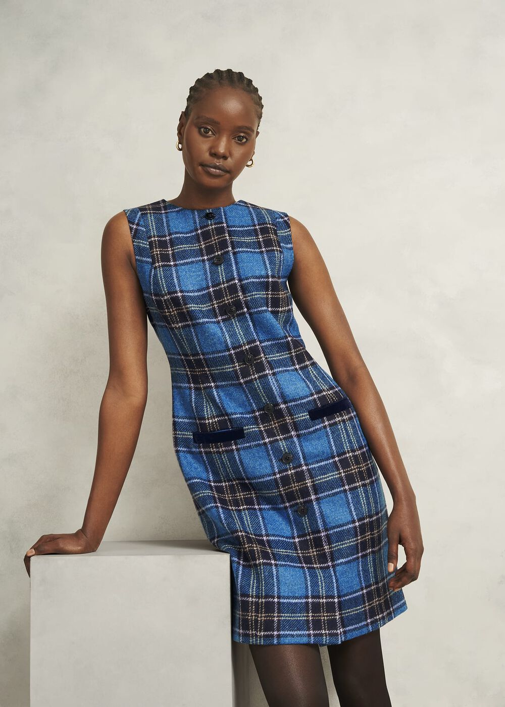 Joella Wool Dress, Blue Multi, hi-res