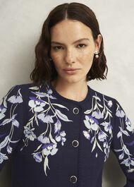 Hinton Floral Embroidered Tweed Jacket , Midnight Navy, hi-res