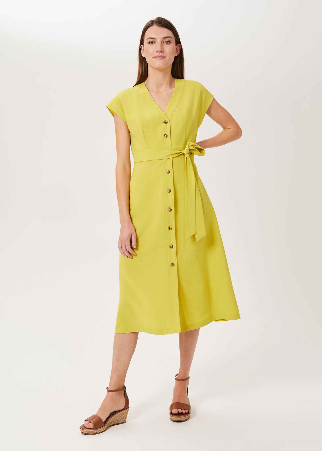 Nima Midi Dress, Chartreuse, hi-res