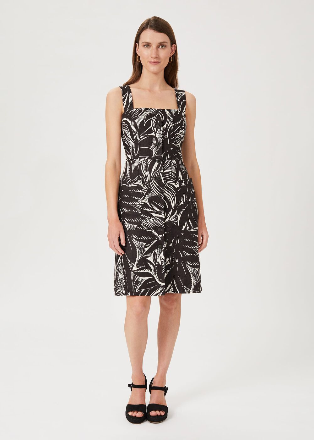 Harley Linen Printed Dress, Bark Ivory, hi-res