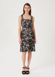 Harley Linen Printed Dress, Bark Ivory, hi-res