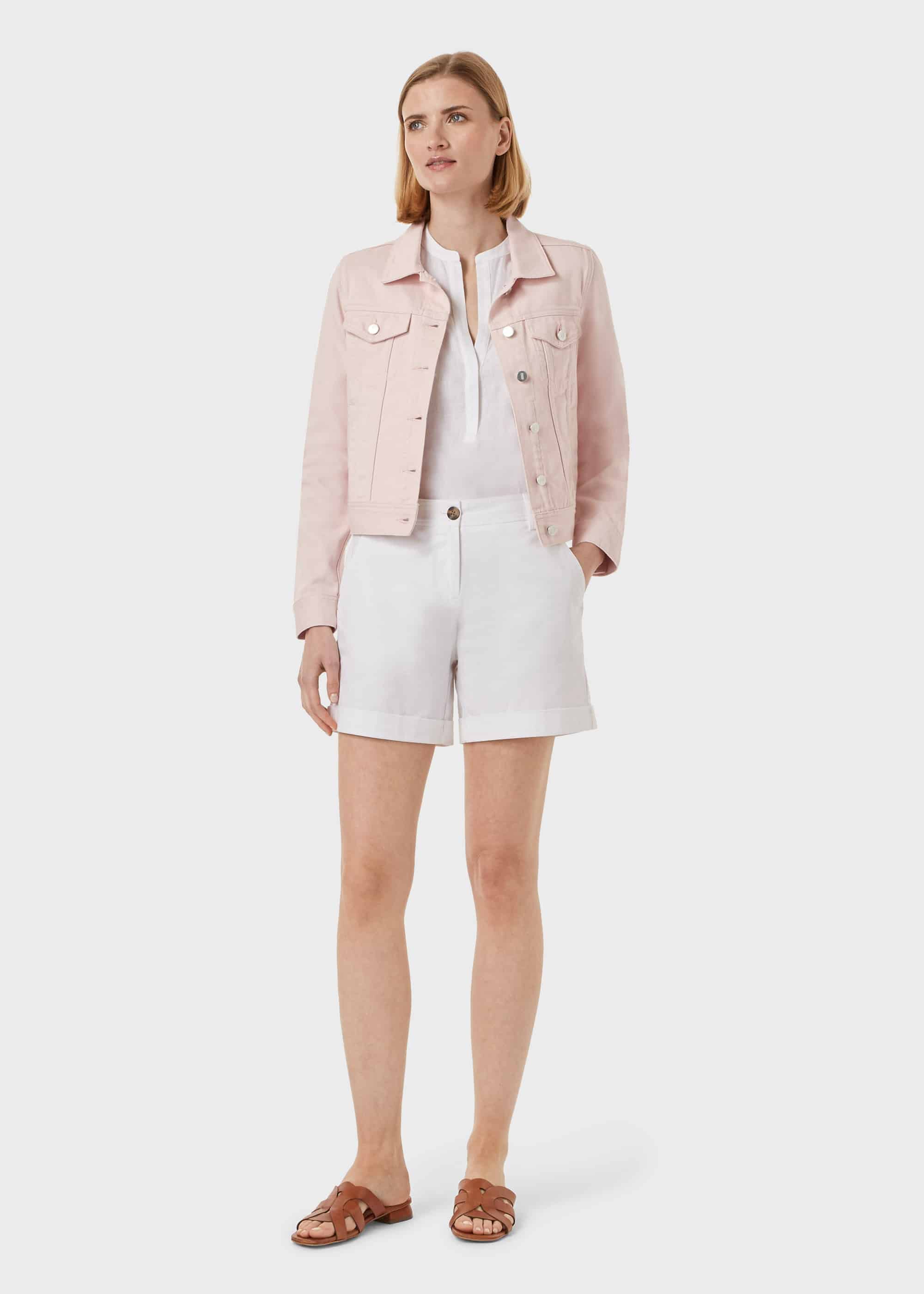 pale pink denim jacket